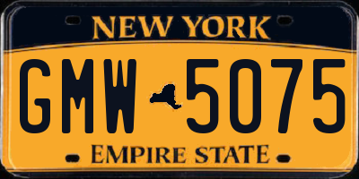 NY license plate GMW5075