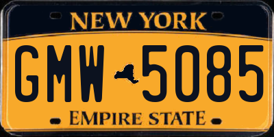 NY license plate GMW5085