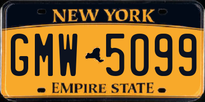 NY license plate GMW5099