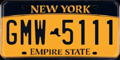 NY license plate GMW5111