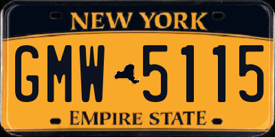 NY license plate GMW5115