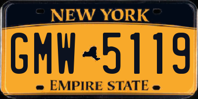 NY license plate GMW5119