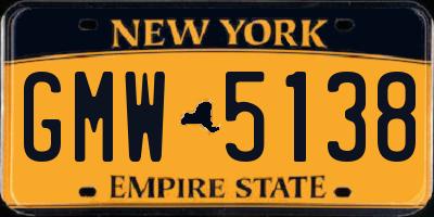 NY license plate GMW5138