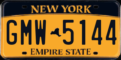 NY license plate GMW5144
