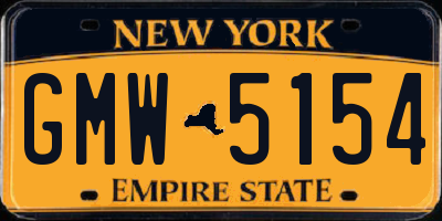 NY license plate GMW5154