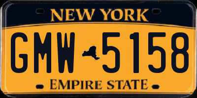NY license plate GMW5158