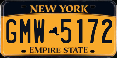 NY license plate GMW5172
