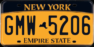 NY license plate GMW5206