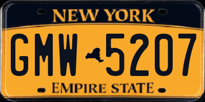 NY license plate GMW5207