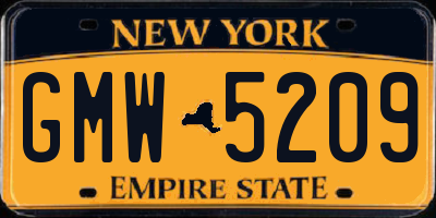 NY license plate GMW5209