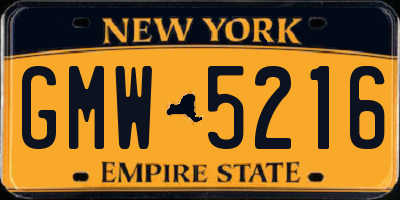 NY license plate GMW5216