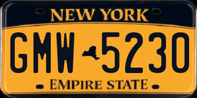 NY license plate GMW5230