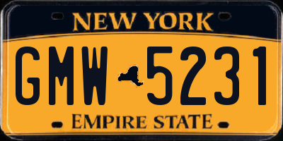 NY license plate GMW5231