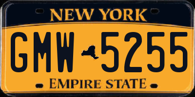 NY license plate GMW5255