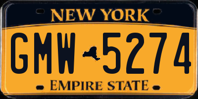 NY license plate GMW5274