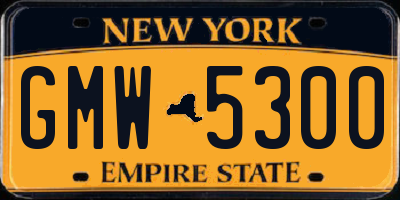 NY license plate GMW5300