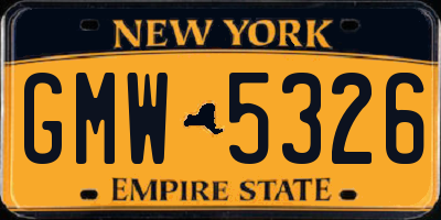 NY license plate GMW5326