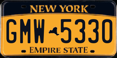 NY license plate GMW5330