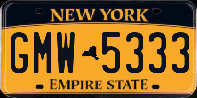 NY license plate GMW5333
