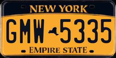 NY license plate GMW5335