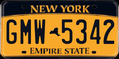 NY license plate GMW5342