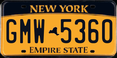 NY license plate GMW5360