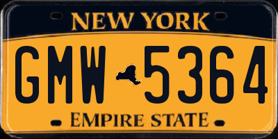 NY license plate GMW5364