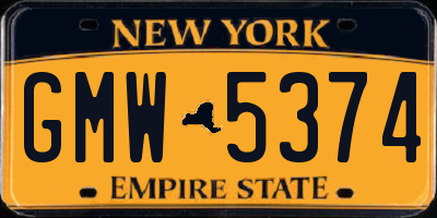 NY license plate GMW5374