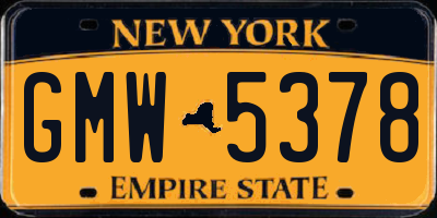 NY license plate GMW5378