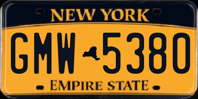 NY license plate GMW5380