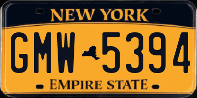 NY license plate GMW5394