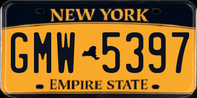 NY license plate GMW5397
