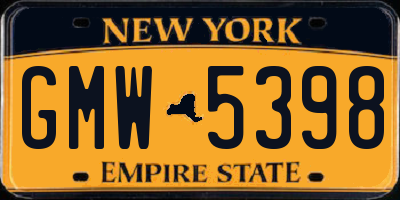 NY license plate GMW5398