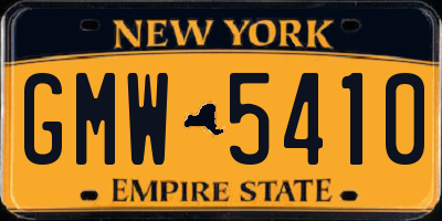 NY license plate GMW5410