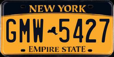 NY license plate GMW5427