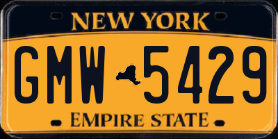 NY license plate GMW5429