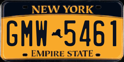 NY license plate GMW5461