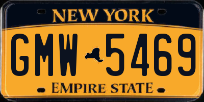 NY license plate GMW5469