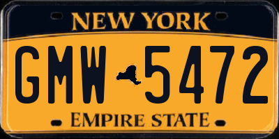 NY license plate GMW5472