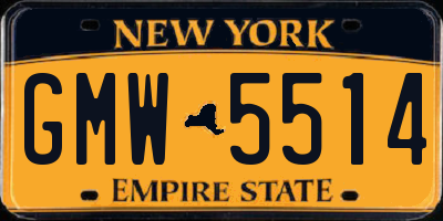 NY license plate GMW5514