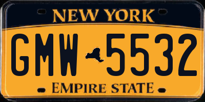 NY license plate GMW5532
