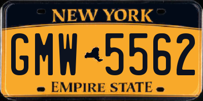 NY license plate GMW5562