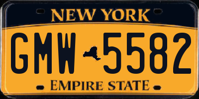 NY license plate GMW5582