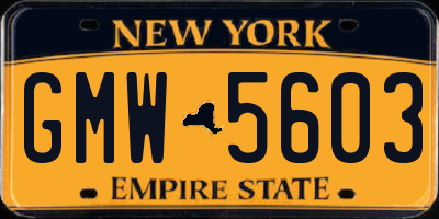 NY license plate GMW5603