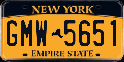NY license plate GMW5651