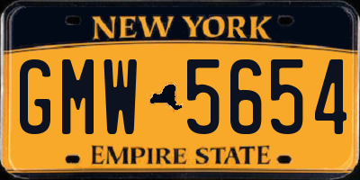 NY license plate GMW5654