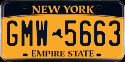 NY license plate GMW5663
