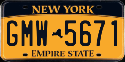 NY license plate GMW5671