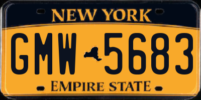 NY license plate GMW5683