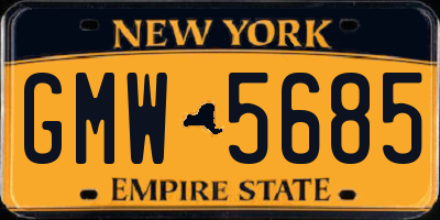 NY license plate GMW5685